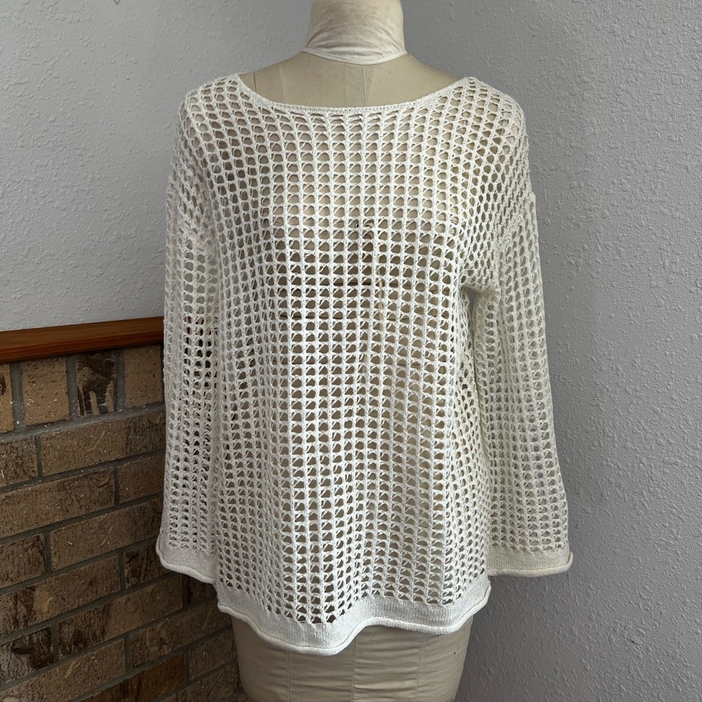 Open Knit Cream Coverup Sweater